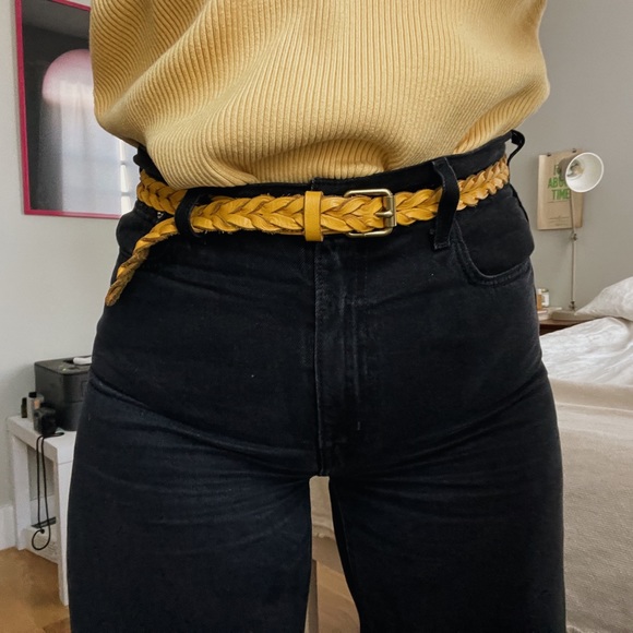 J. Crew Accessories - J.Crew / Mustard Yellow Leather Braided Belt